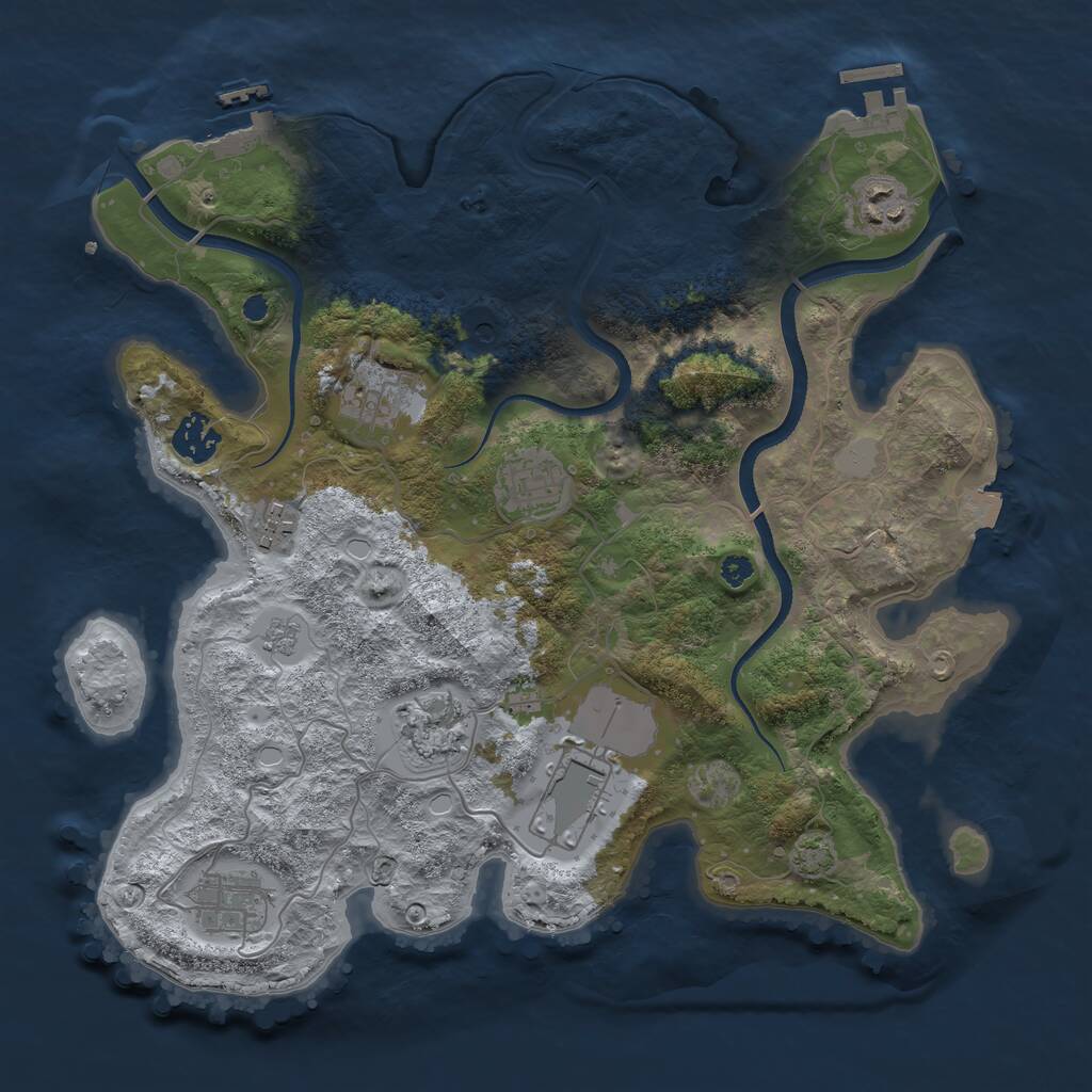 Rust Map: Procedural Map, Size: 3500, Seed: 176438101, 14 Monuments