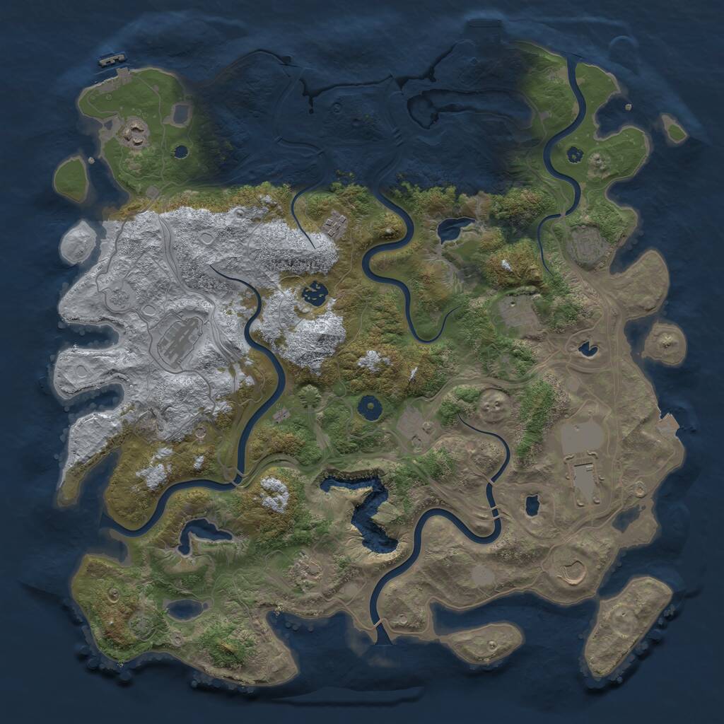 Rust Map: Procedural Map, Size: 4500, Seed: 125123869, 16 Monuments