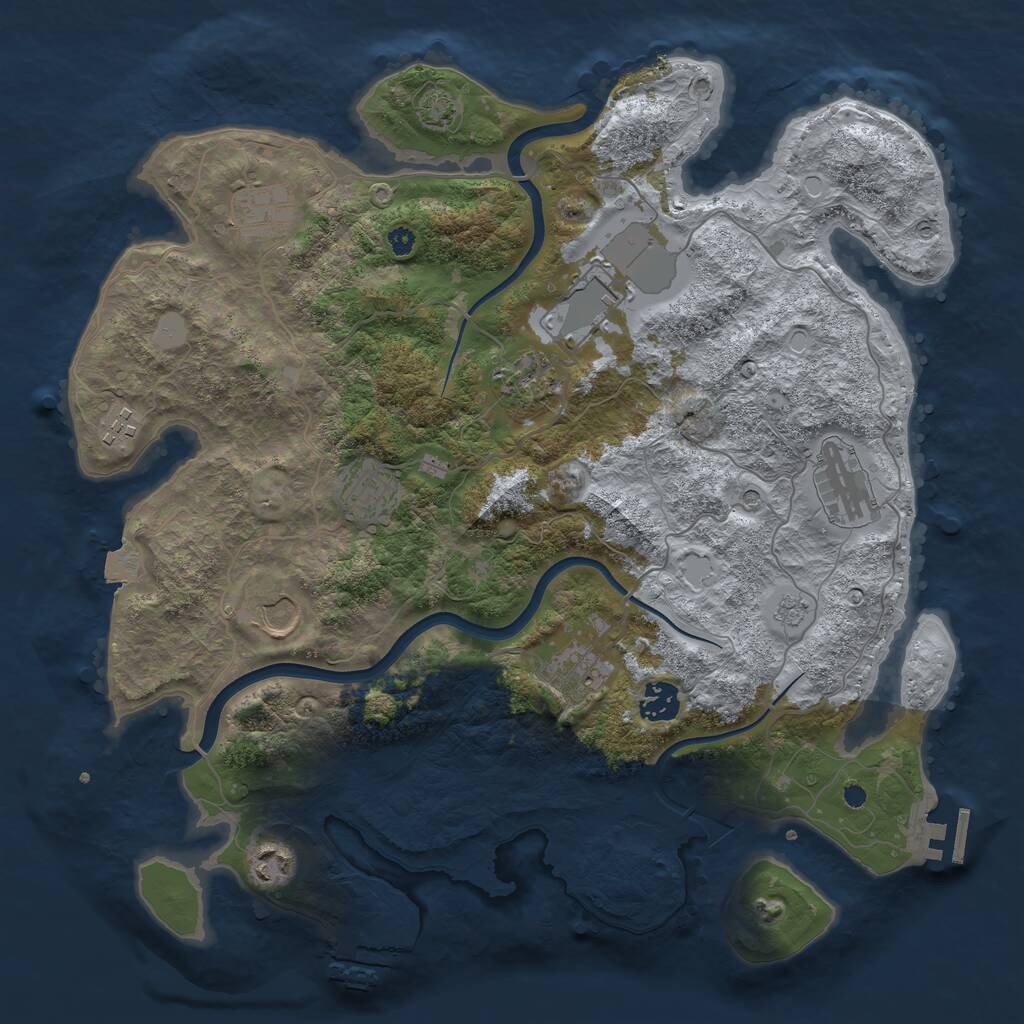 Rust Map: Procedural Map, Size: 3750, Seed: 357724869, 16 Monuments