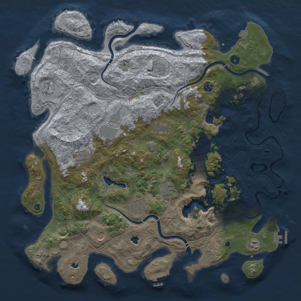 Rust Map: Procedural Map, Size: 4800, Seed: 1865831598, 17 Monuments