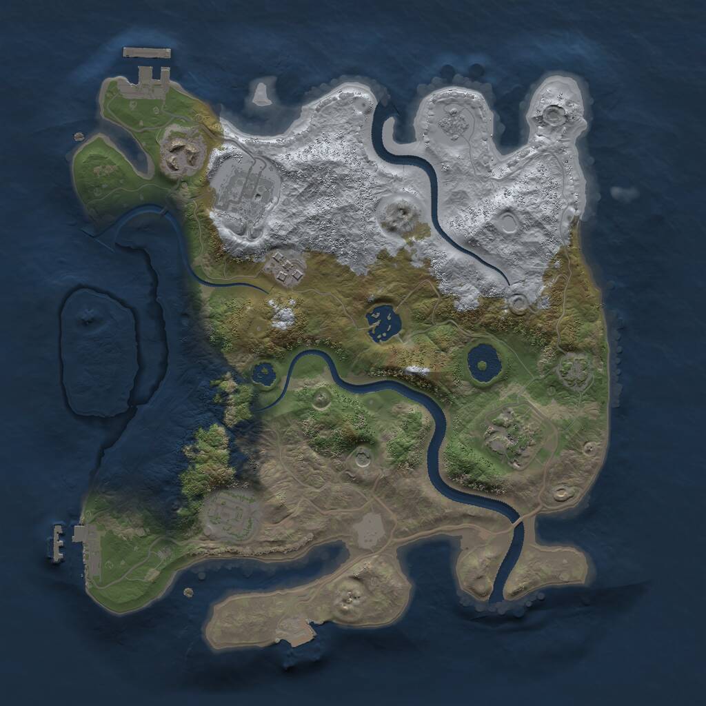 Rust Map: Procedural Map, Size: 3000, Seed: 1231235456, 12 Monuments