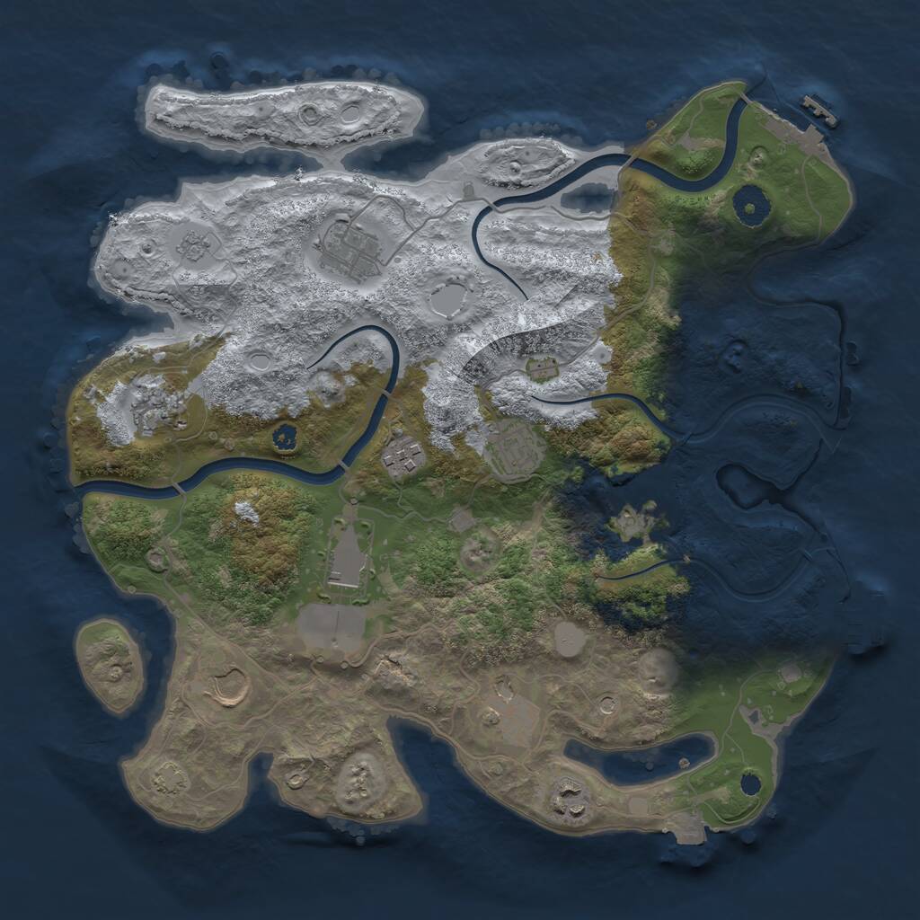 Rust Map: Procedural Map, Size: 3600, Seed: 1334017742, 15 Monuments