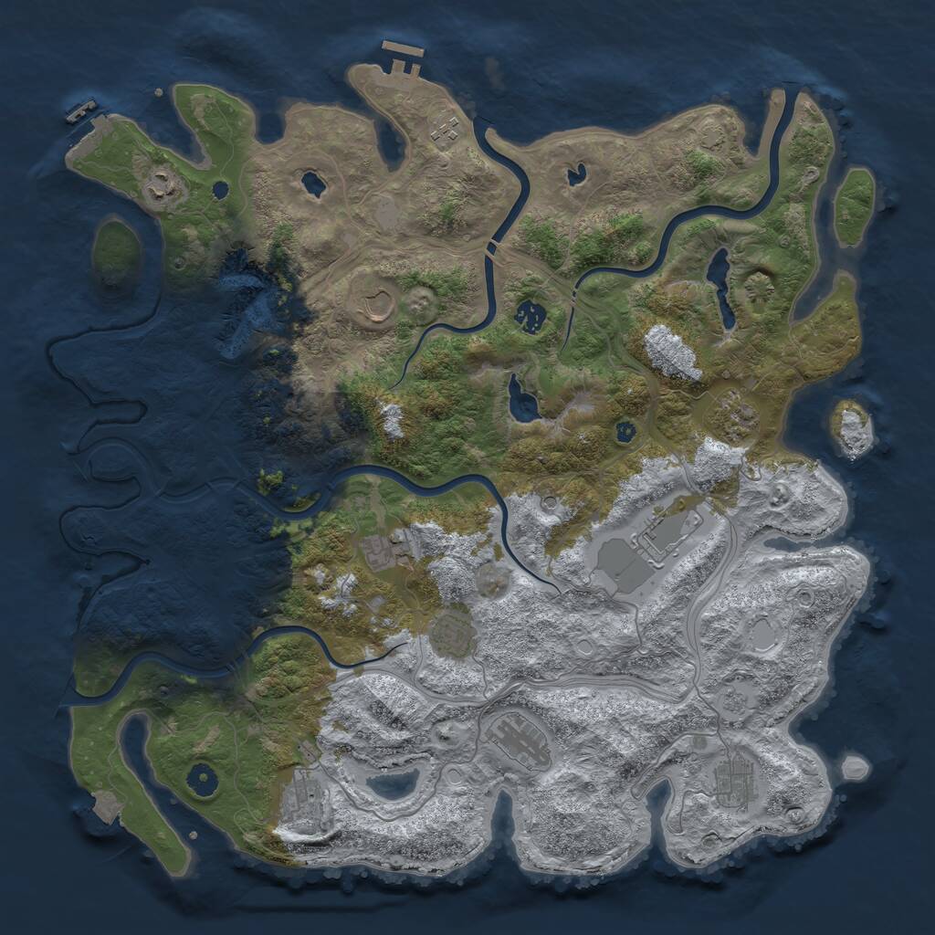 Rust Map: Procedural Map, Size: 4500, Seed: 2124053346, 17 Monuments