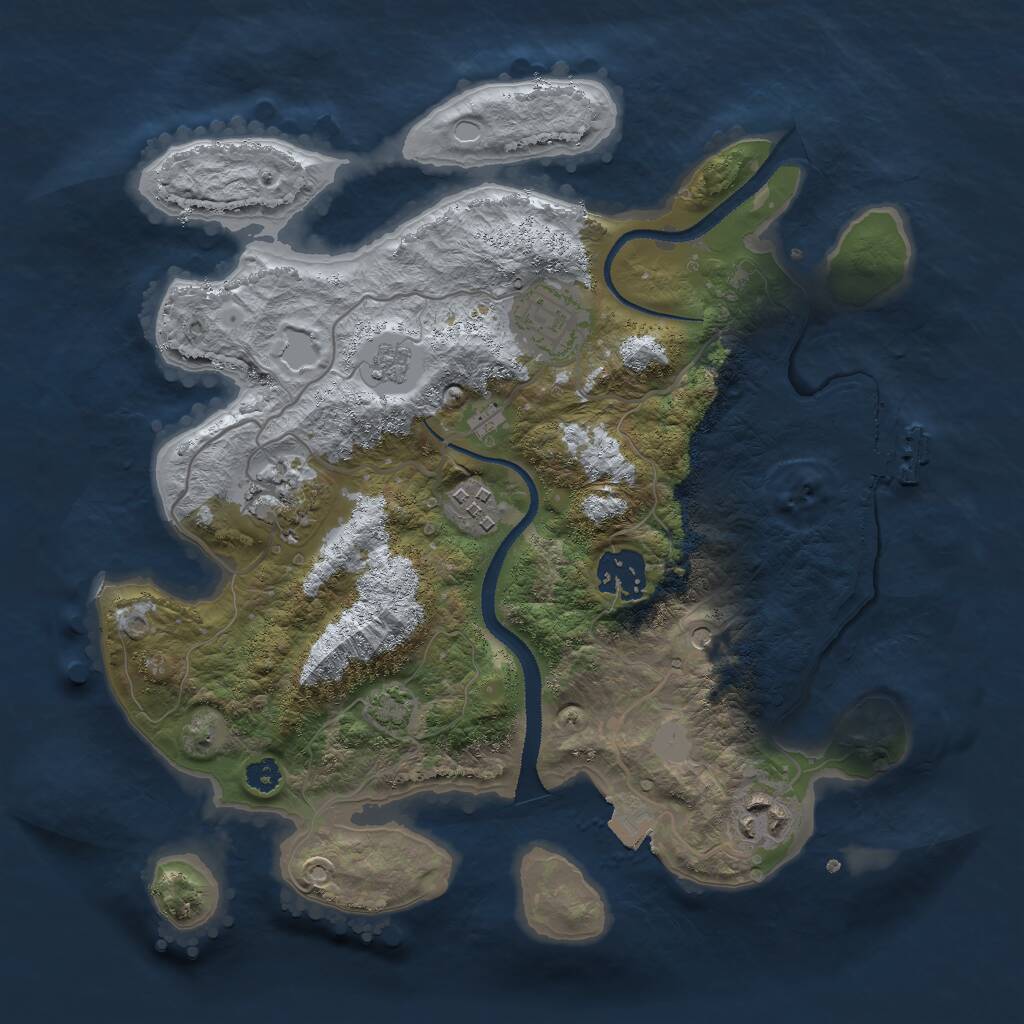 Rust Map: Procedural Map, Size: 3000, Seed: 26895, 10 Monuments