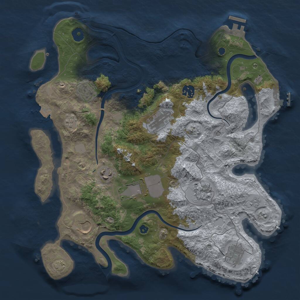 Rust Map: Procedural Map, Size: 3500, Seed: 1460851685, 15 Monuments