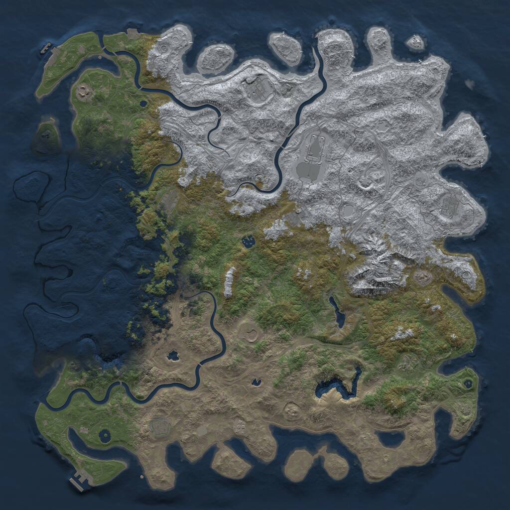 Rust Map: Procedural Map, Size: 6000, Seed: 3386, 17 Monuments