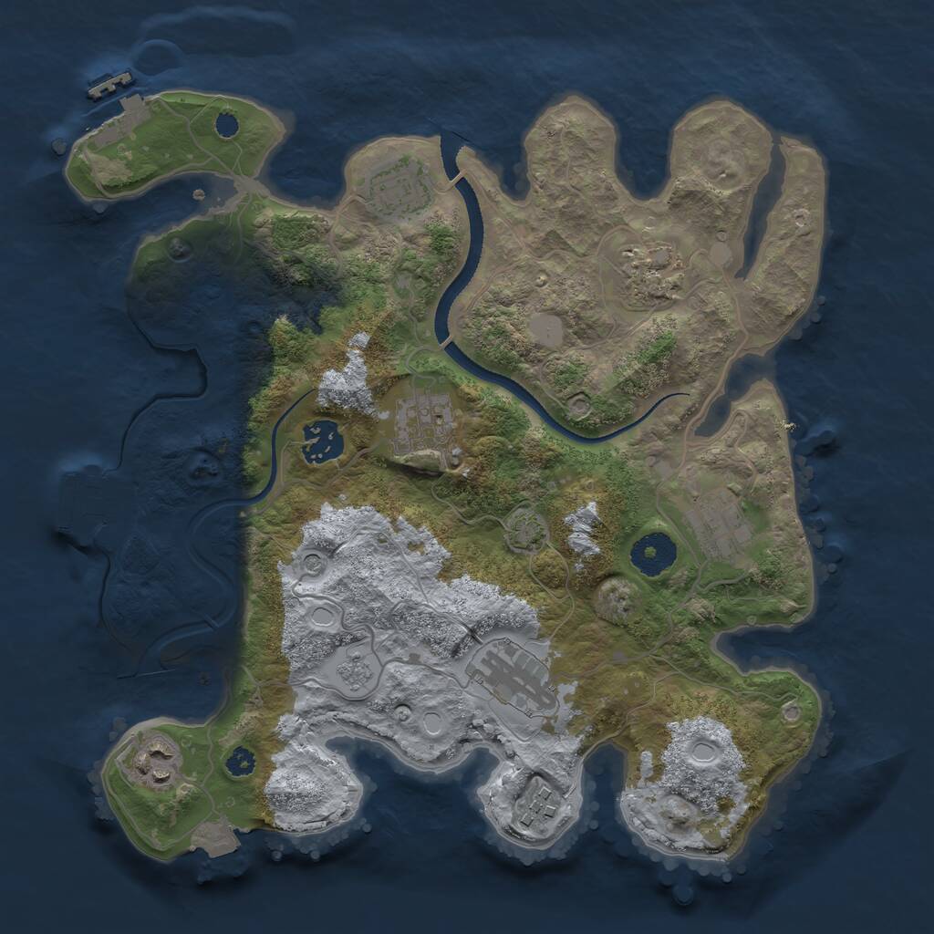 Rust Map: Procedural Map, Size: 3250, Seed: 145689636, 14 Monuments