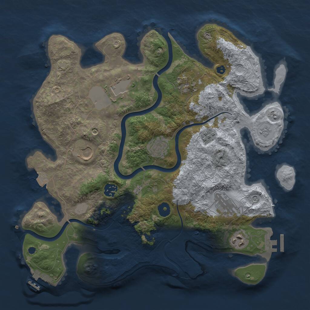 Rust Map: Procedural Map, Size: 3500, Seed: 489114, 14 Monuments