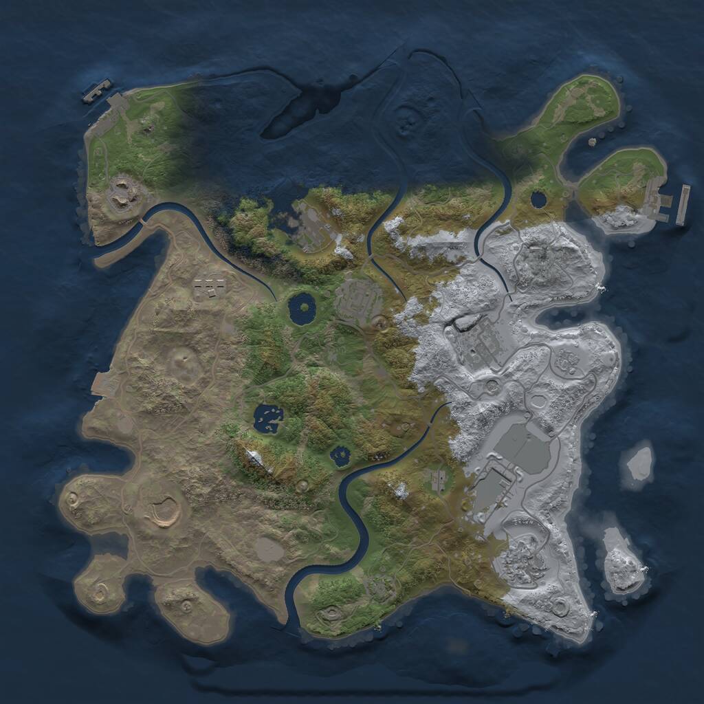 Rust Map: Procedural Map, Size: 3500, Seed: 180425286, 15 Monuments