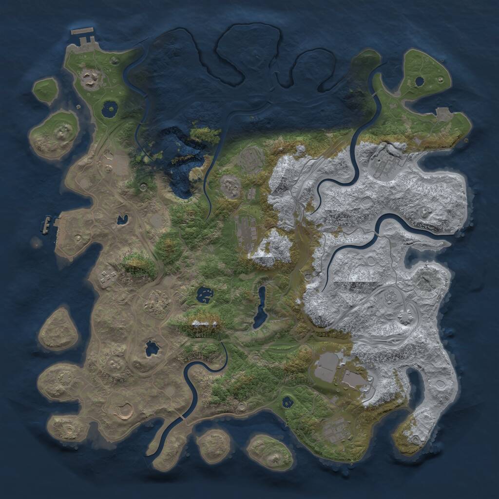 Rust Map: Procedural Map, Size: 4500, Seed: 1201504234, 17 Monuments