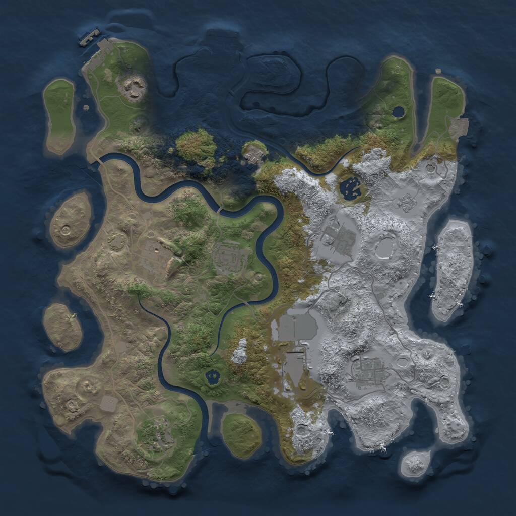 Rust Map: Procedural Map, Size: 3500, Seed: 58138241, 15 Monuments