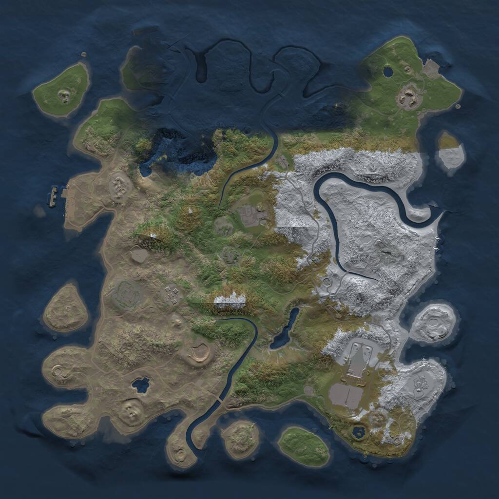 Rust Map: Procedural Map, Size: 4000, Seed: 1201504234, 12 Monuments