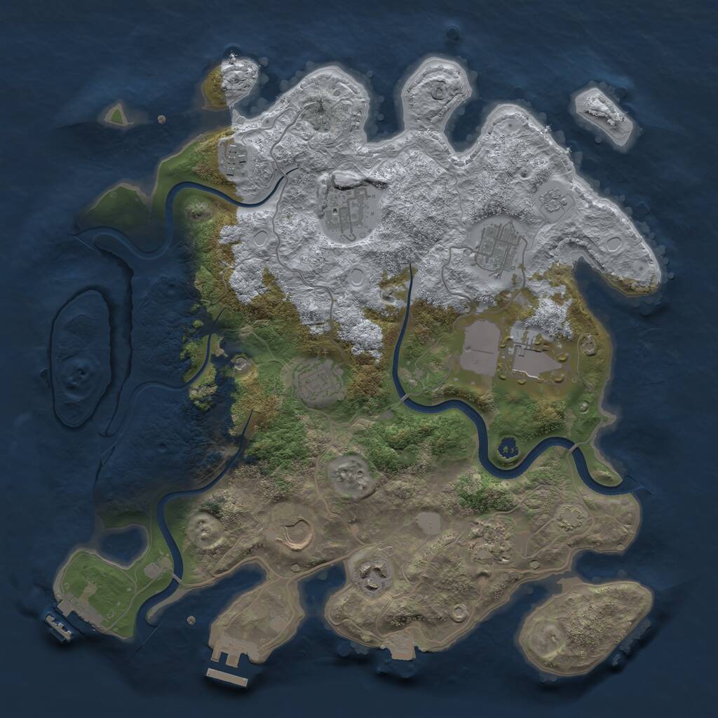 Rust Map: Procedural Map, Size: 3500, Seed: 1289485213, 14 Monuments