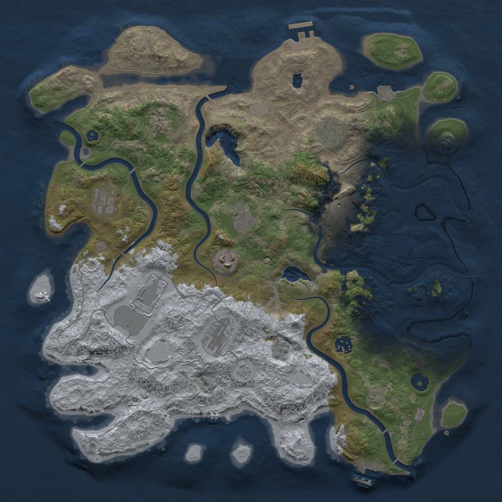 Rust Map: Procedural Map, Size: 4200, Seed: 59791, 16 Monuments