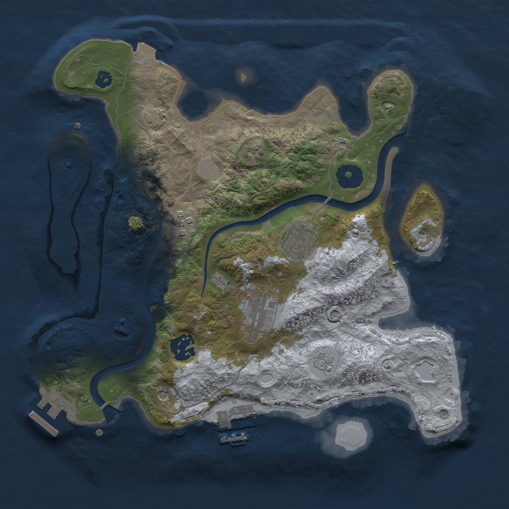 Rust Map: Procedural Map, Size: 3000, Seed: 75943, 10 Monuments