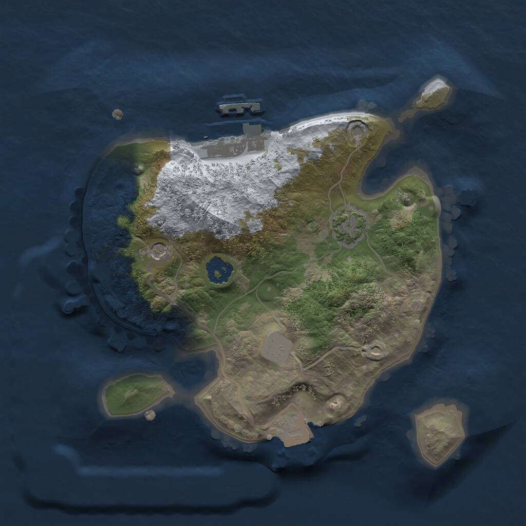 Rust Map: Procedural Map, Size: 2000, Seed: 1753497411, 4 Monuments