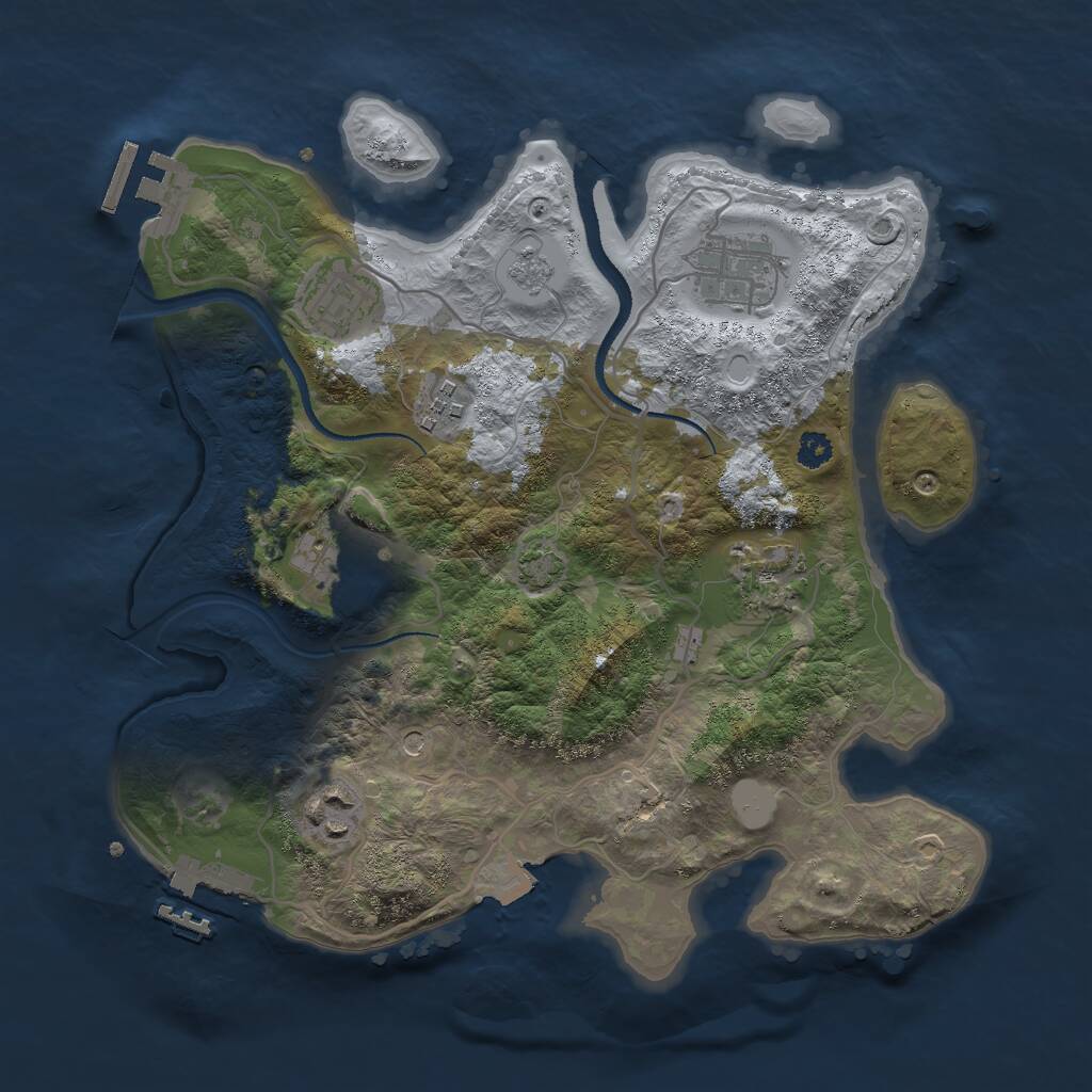 Rust Map: Procedural Map, Size: 3000, Seed: 333744892, 12 Monuments