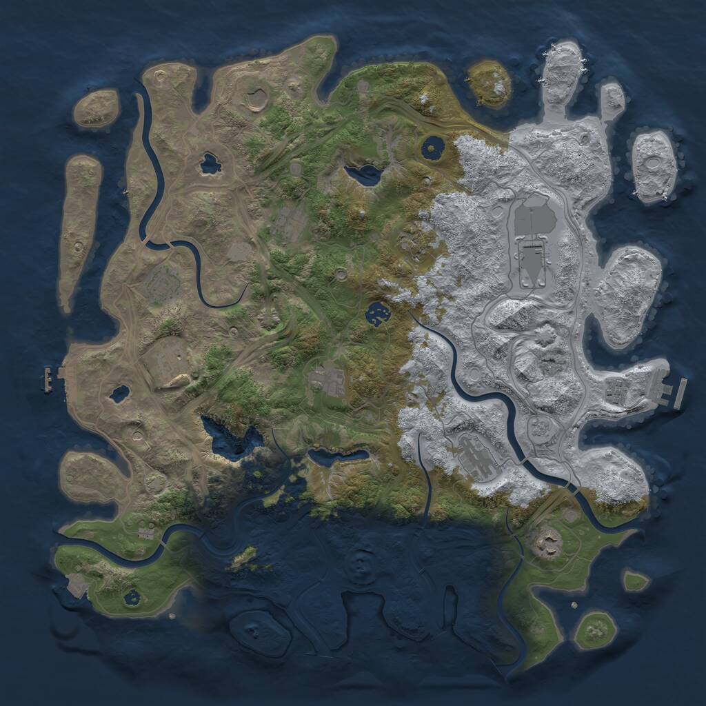 Rust Map: Procedural Map, Size: 4500, Seed: 55837216, 17 Monuments