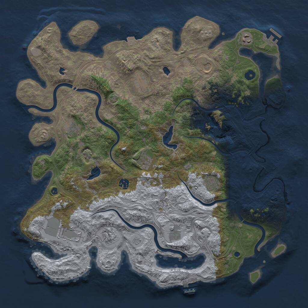 Rust Map: Procedural Map, Size: 4500, Seed: 871974814, 17 Monuments