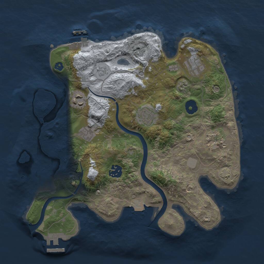 Rust Map: Procedural Map, Size: 3000, Seed: 97855736, 12 Monuments