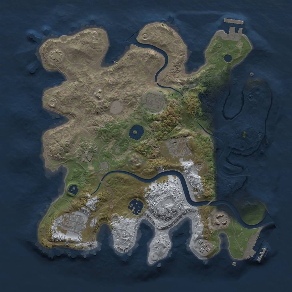 Rust Map: Procedural Map, Size: 3000, Seed: 77334, 12 Monuments