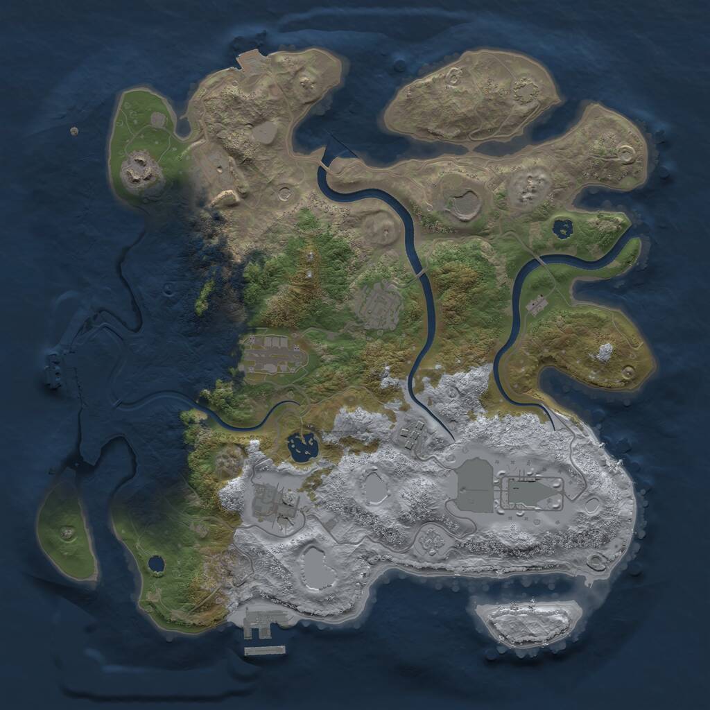 Rust Map: Procedural Map, Size: 3500, Seed: 5874, 15 Monuments