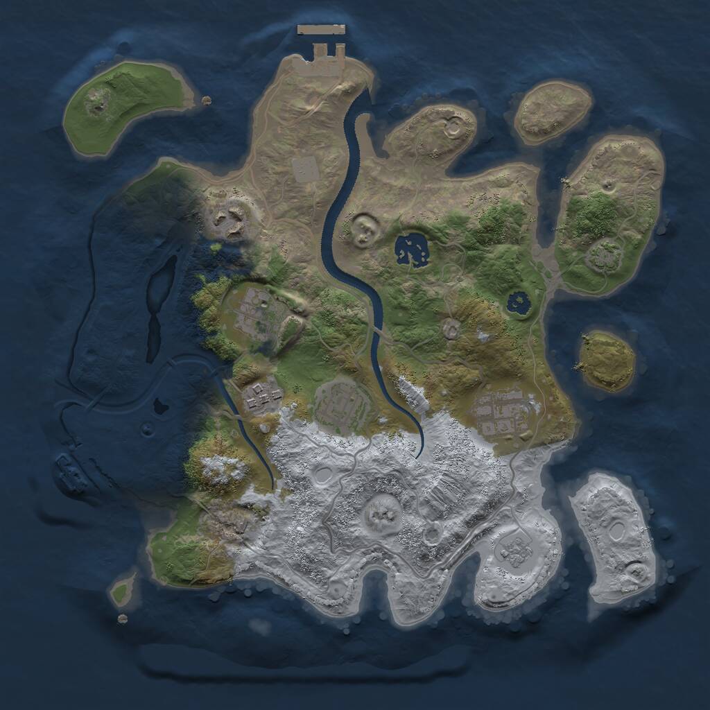 Rust Map: Procedural Map, Size: 3000, Seed: 4347639, 11 Monuments