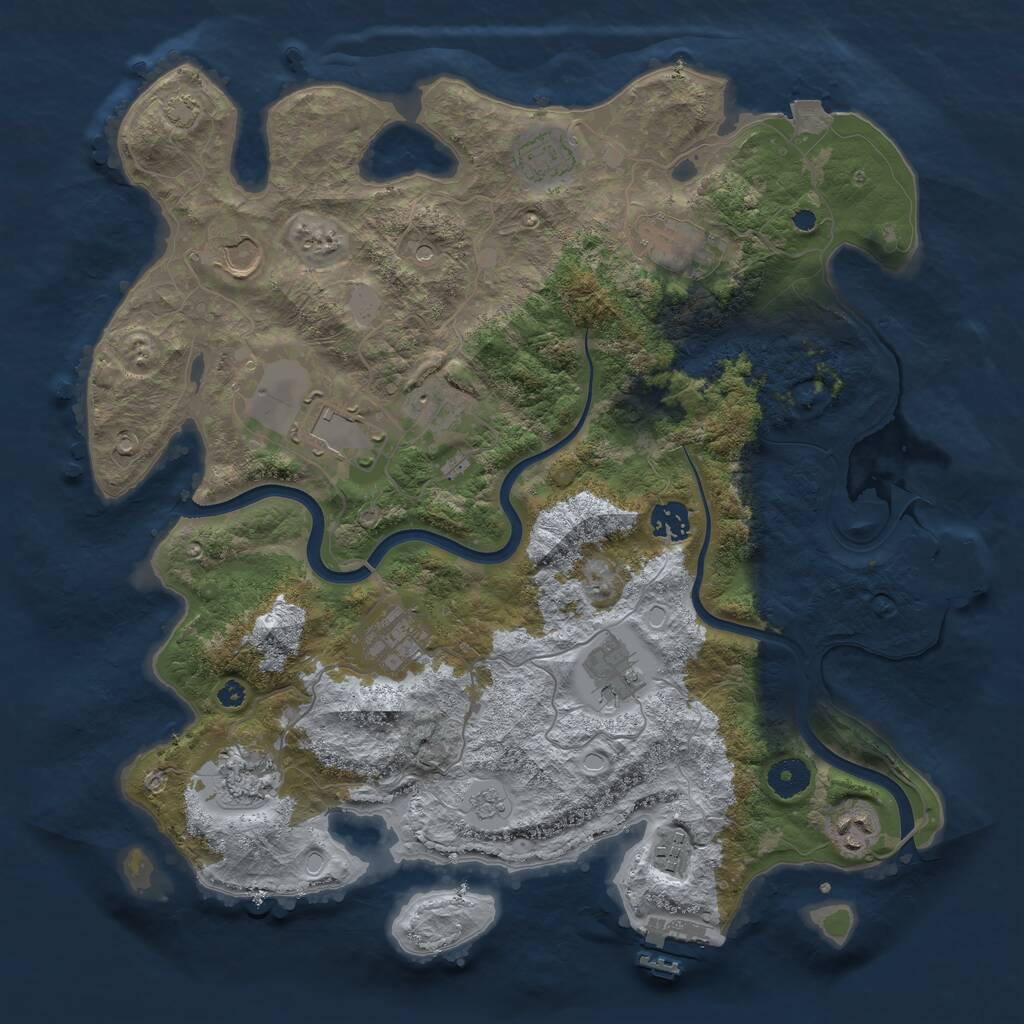 Rust Map: Procedural Map, Size: 3838, Seed: 205897677, 17 Monuments
