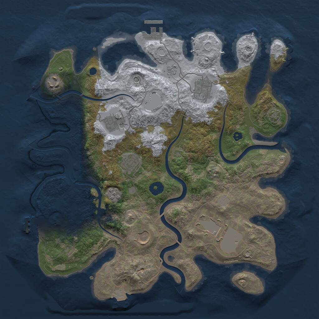 Rust Map: Procedural Map, Size: 3500, Seed: 1764156857, 13 Monuments