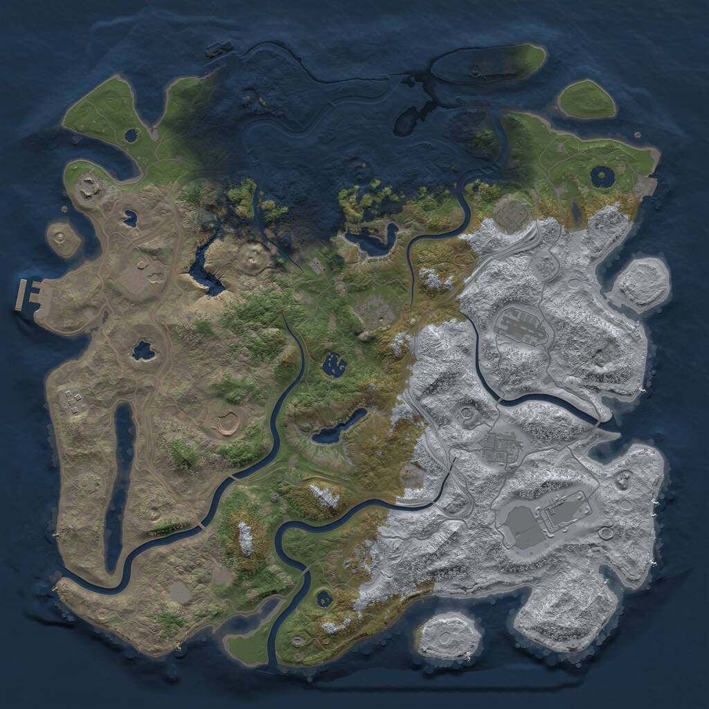 Rust Map: Procedural Map, Size: 4500, Seed: 417488741, 17 Monuments