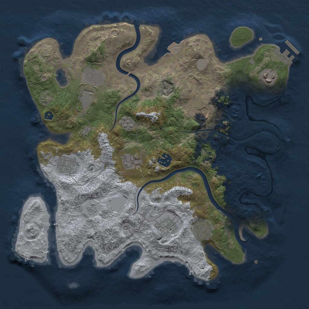 Rust Map: Procedural Map, Size: 3500, Seed: 982451, 14 Monuments