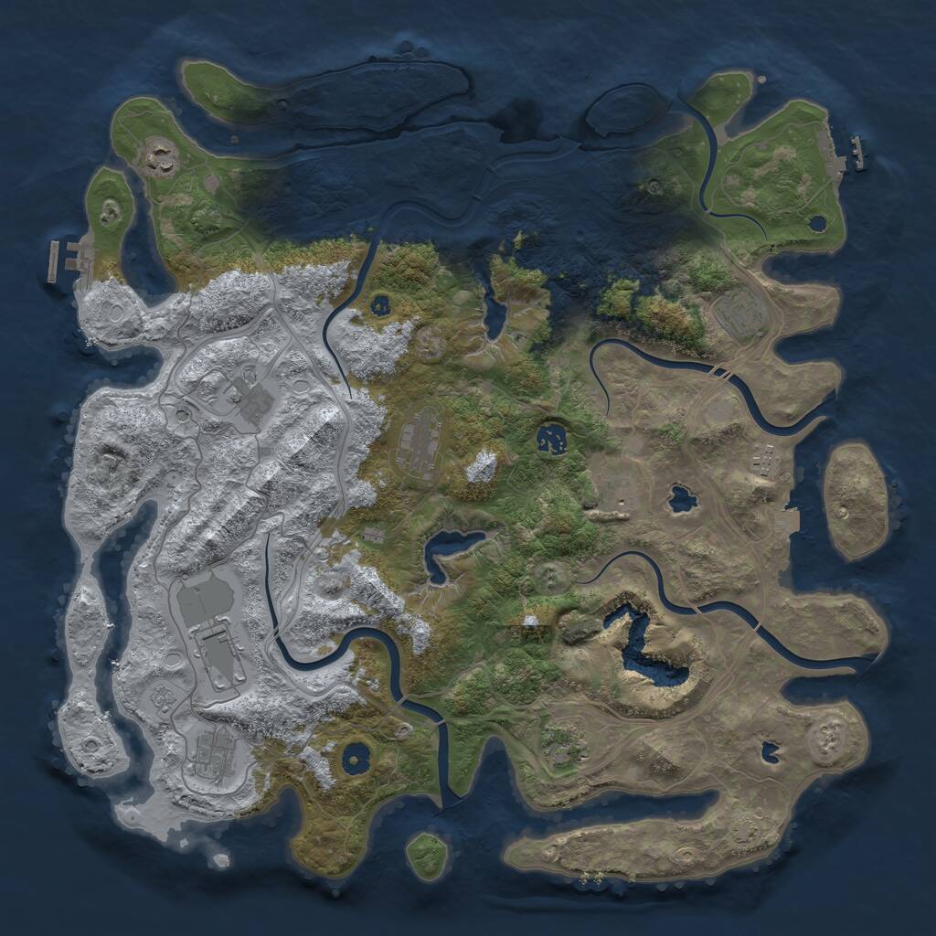 Rust Map: Procedural Map, Size: 4500, Seed: 876721960, 16 Monuments