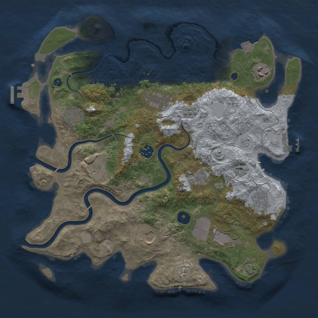 Rust Map: Procedural Map, Size: 3750, Seed: 6572, 16 Monuments