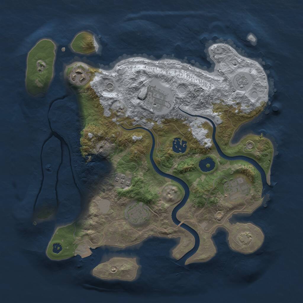 Rust Map: Procedural Map, Size: 3000, Seed: 40404, 10 Monuments