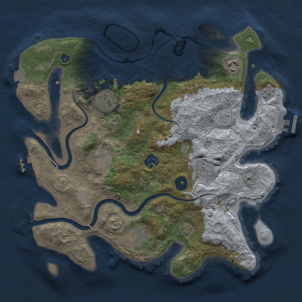 Rust Map: Procedural Map, Size: 3400, Seed: 1377802667, 13 Monuments