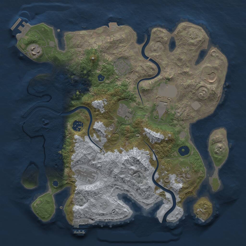 Rust Map: Procedural Map, Size: 3500, Seed: 201605470, 15 Monuments