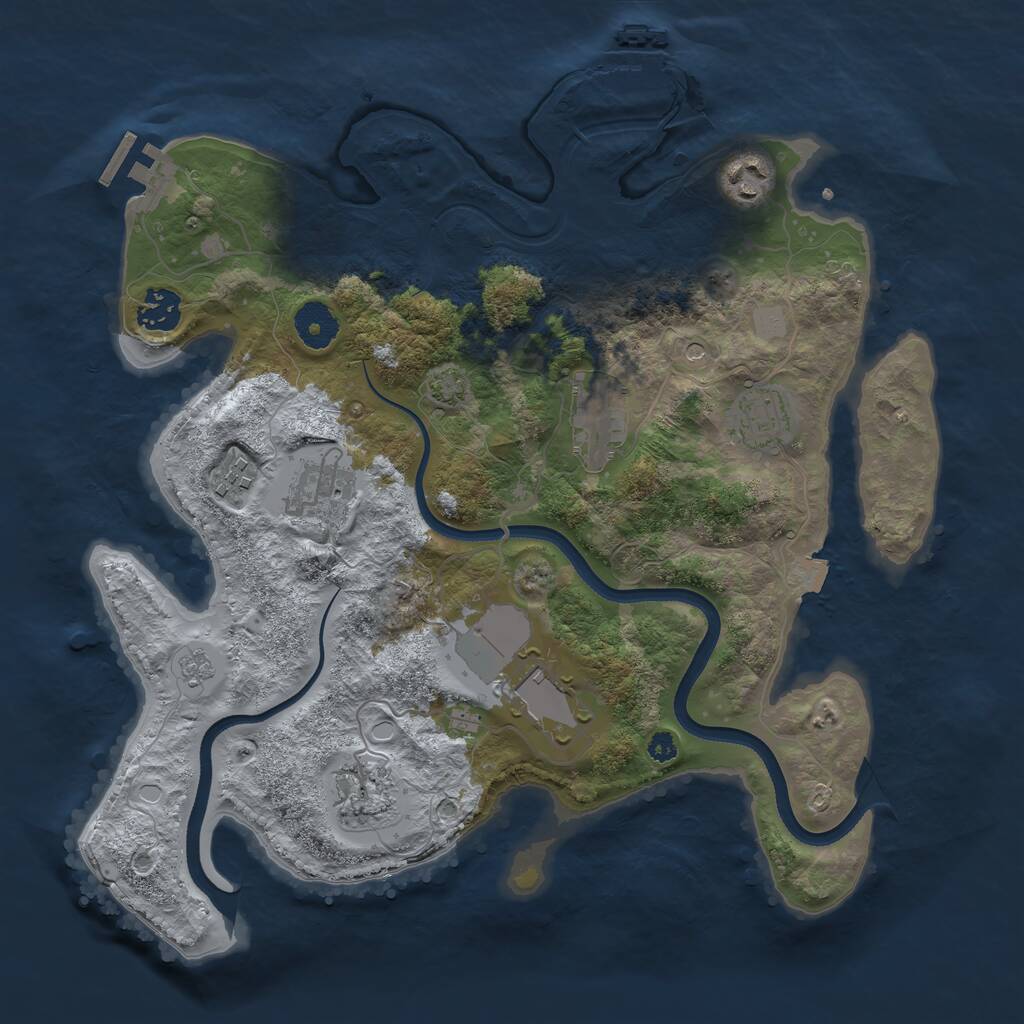 Rust Map: Procedural Map, Size: 3500, Seed: 1009256548, 14 Monuments