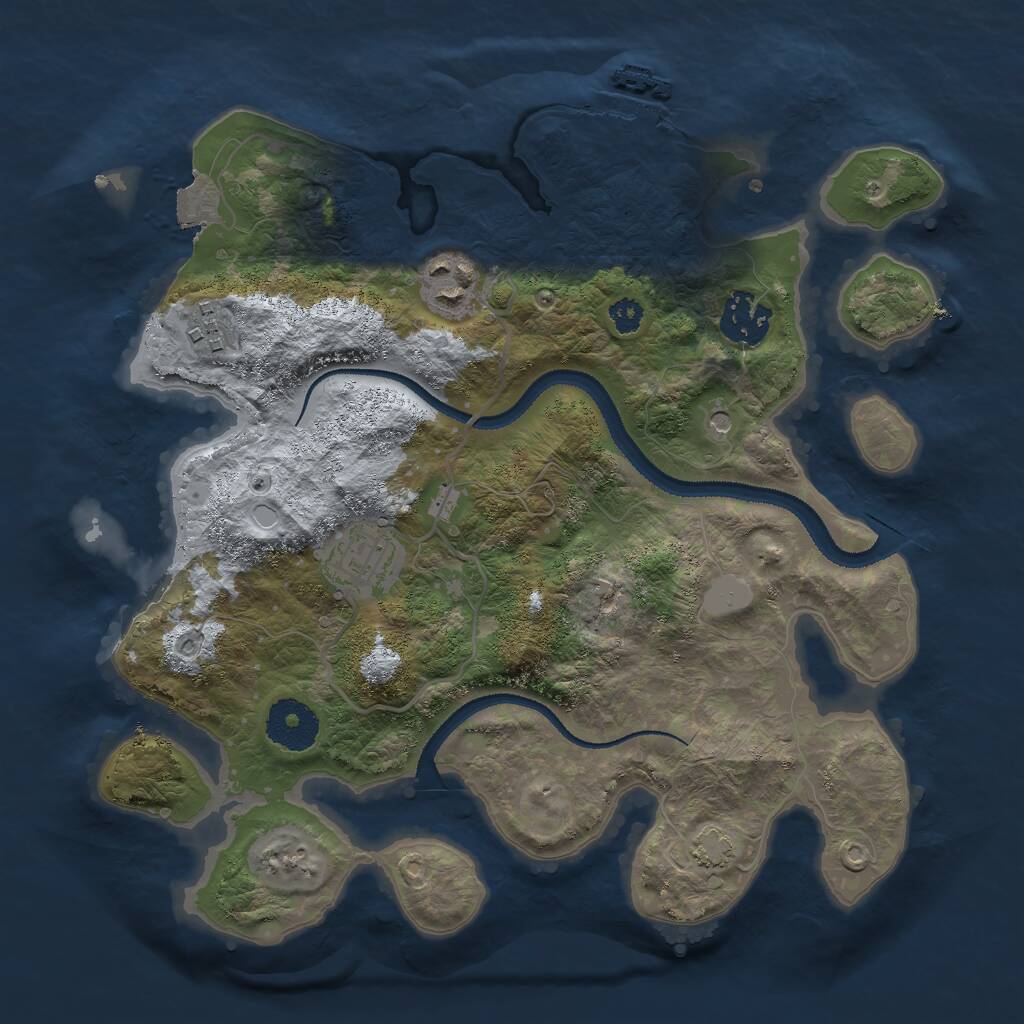 Rust Map: Procedural Map, Size: 3000, Seed: 19872, 8 Monuments