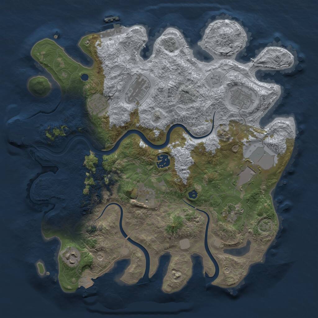 Rust Map: Procedural Map, Size: 3500, Seed: 1891433528, 15 Monuments