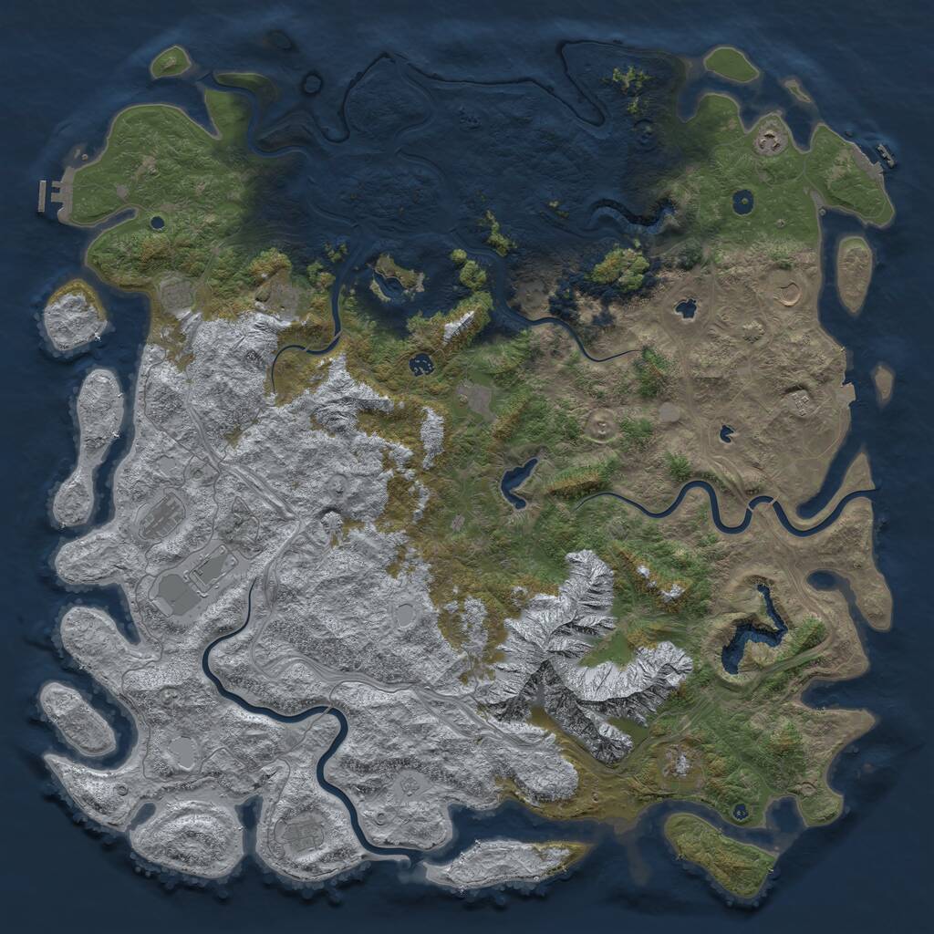 Rust Map: Procedural Map, Size: 6000, Seed: 994605297, 17 Monuments