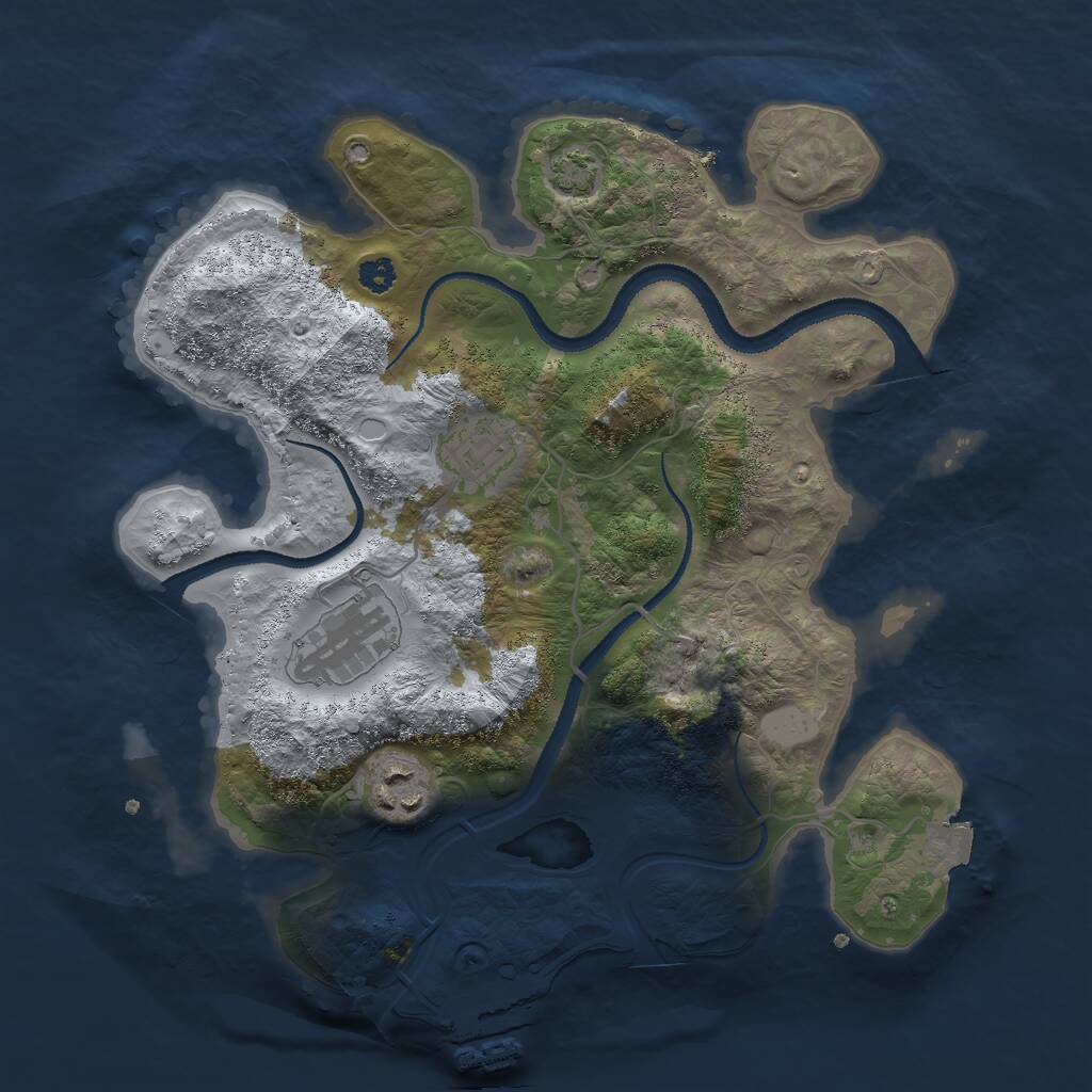 Rust Map: Procedural Map, Size: 3000, Seed: 70489, 6 Monuments