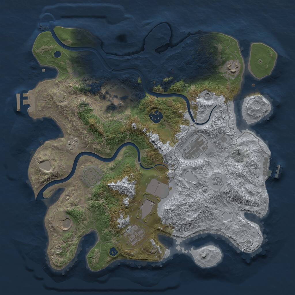 Rust Map: Procedural Map, Size: 3500, Seed: 1256083107, 15 Monuments