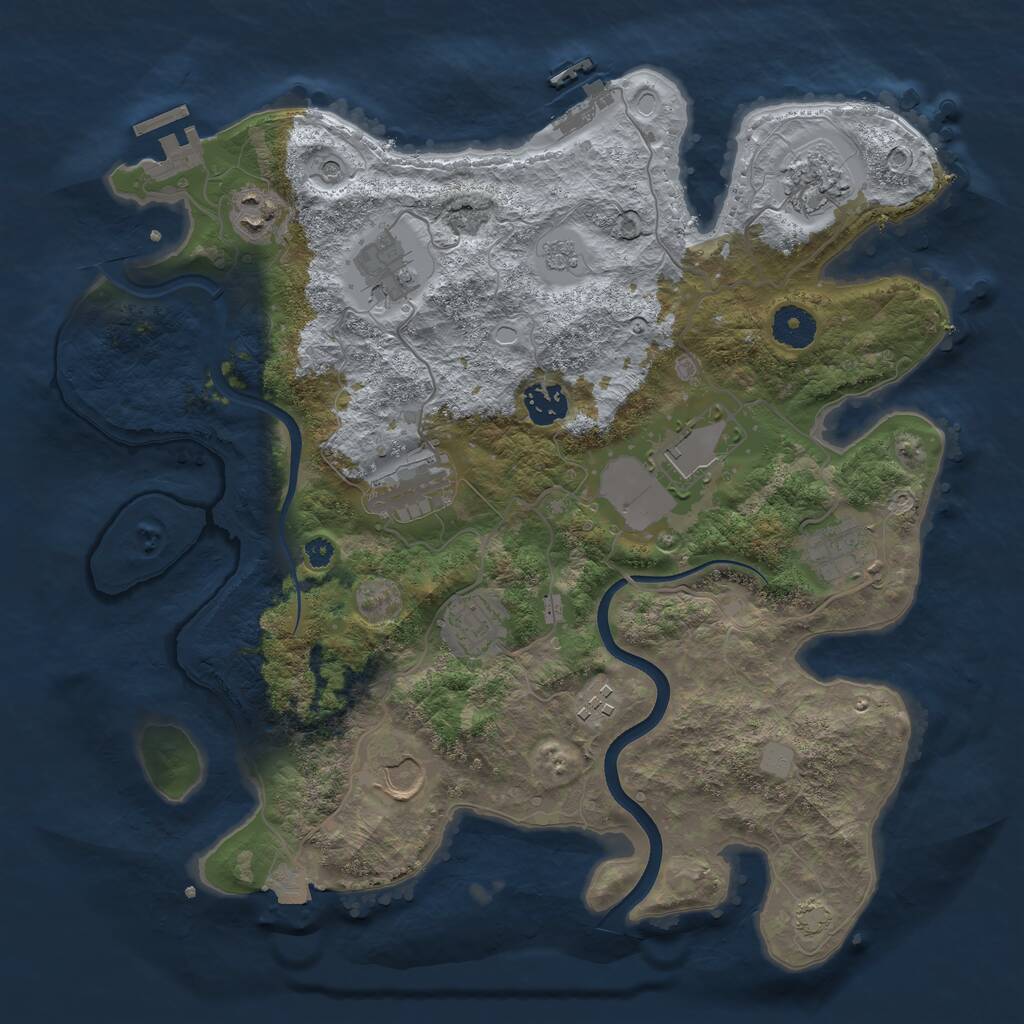 Rust Map: Procedural Map, Size: 3600, Seed: 65, 16 Monuments