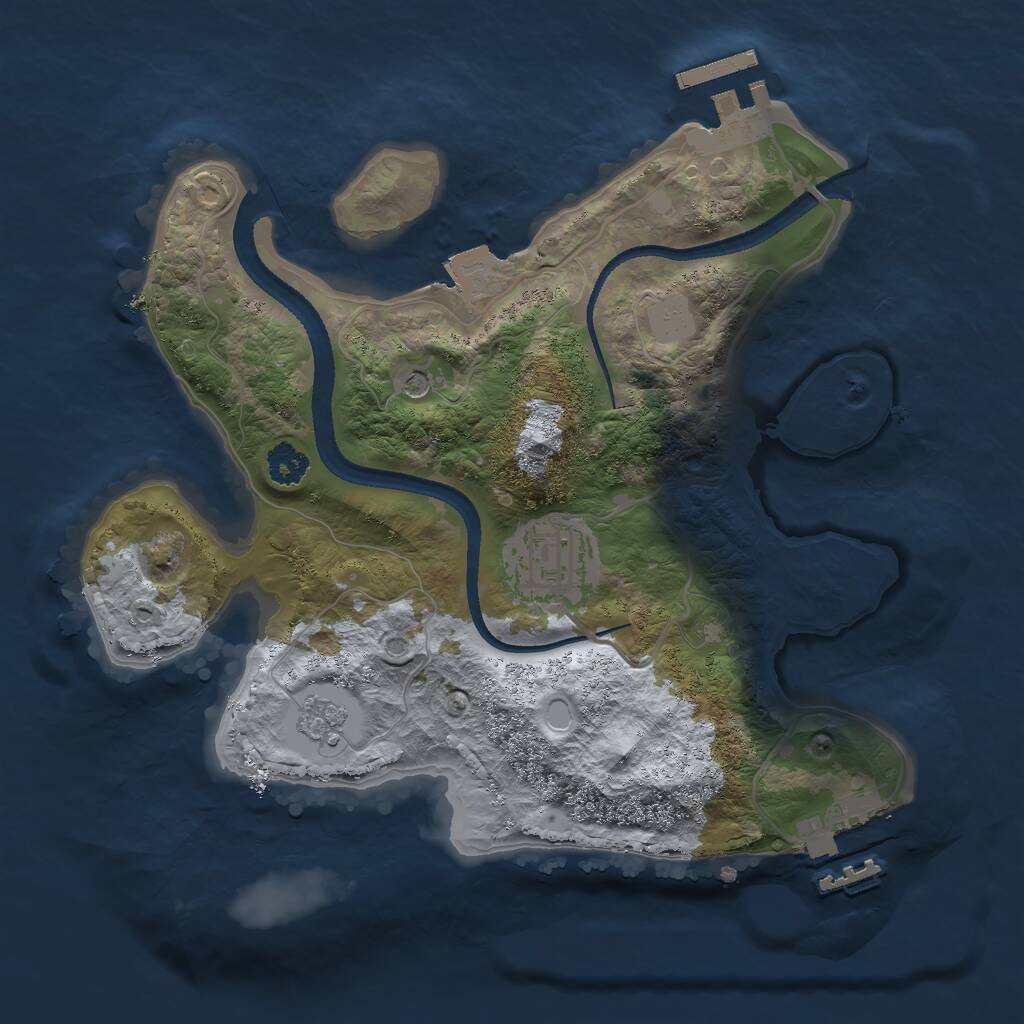 Rust Map: Procedural Map, Size: 2500, Seed: 1310764803, 6 Monuments