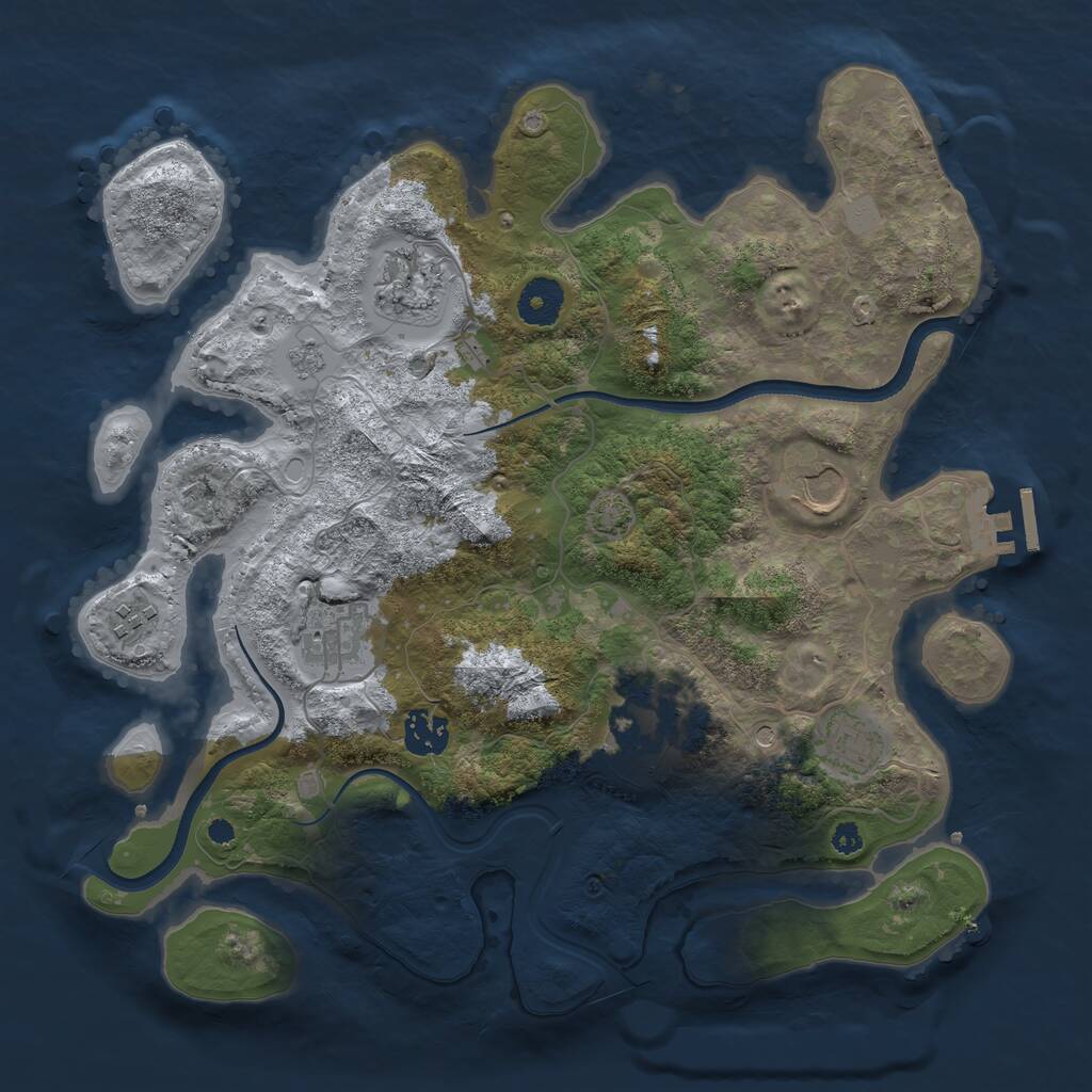 Rust Map: Procedural Map, Size: 3500, Seed: 92451277, 12 Monuments