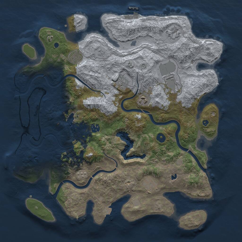 Rust Map: Procedural Map, Size: 4000, Seed: 251025, 14 Monuments