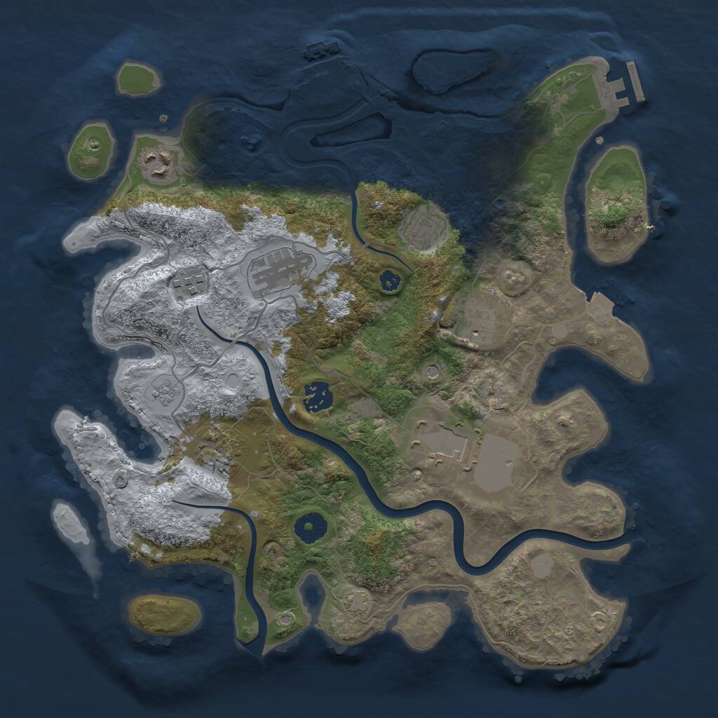 Rust Map: Procedural Map, Size: 3500, Seed: 63453454, 14 Monuments