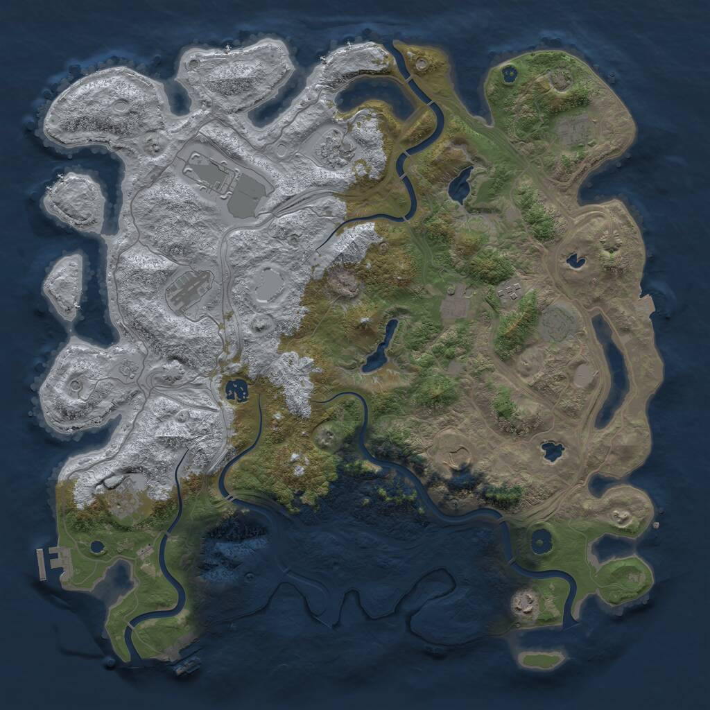 Rust Map: Procedural Map, Size: 4500, Seed: 595355394, 17 Monuments
