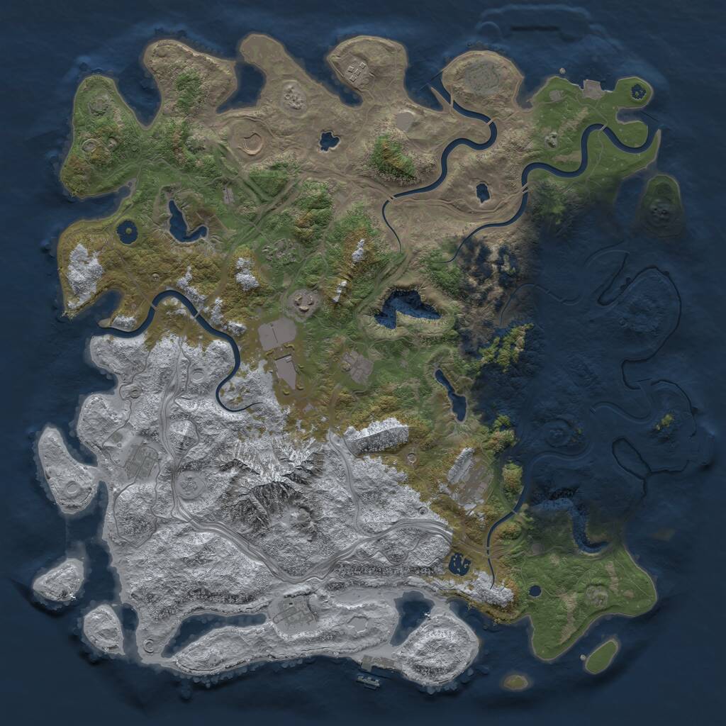 Rust Map: Procedural Map, Size: 5000, Seed: 10110303, 17 Monuments