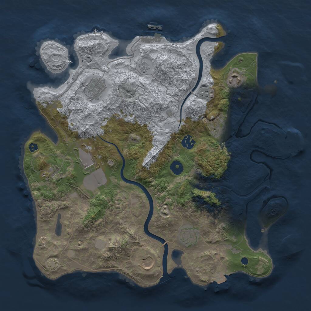 Rust Map: Procedural Map, Size: 3500, Seed: 84421123, 15 Monuments